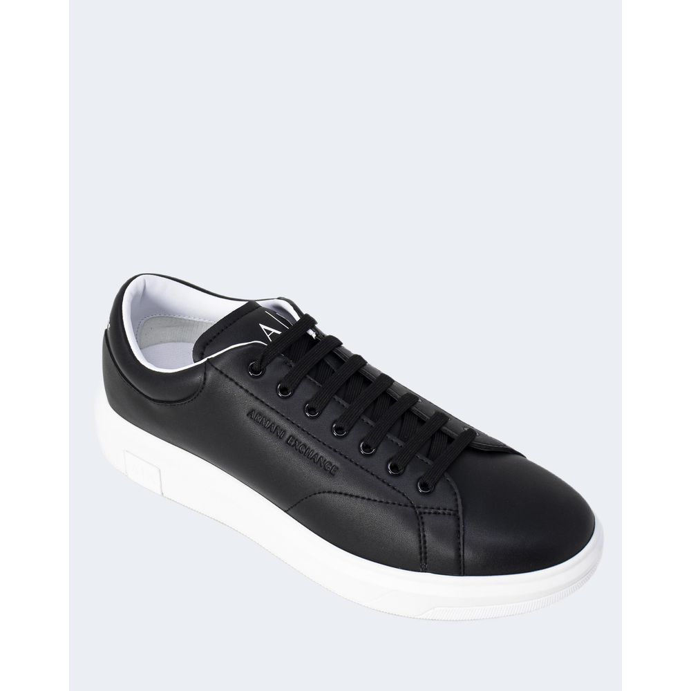 Armani Exchange Črni usnjeni športni copati