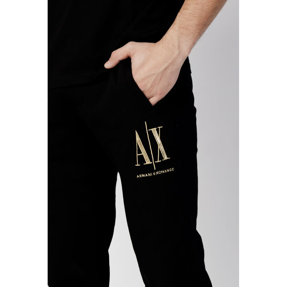 Armani Exchange Črne bombažne kavbojke in hlače