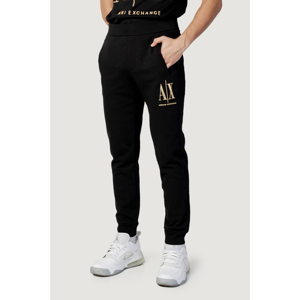Armani Exchange Črne bombažne kavbojke in hlače