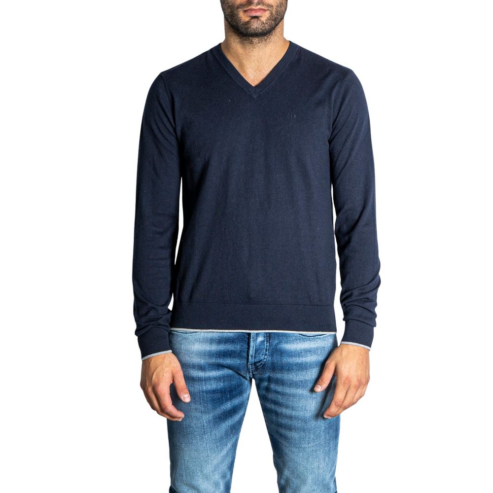 Armani Exchange Modra bombažna majica