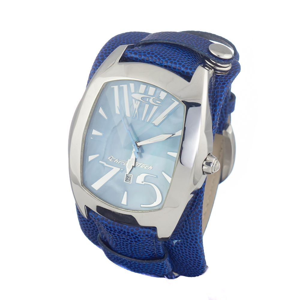 Modra usnjena ura Chronotech