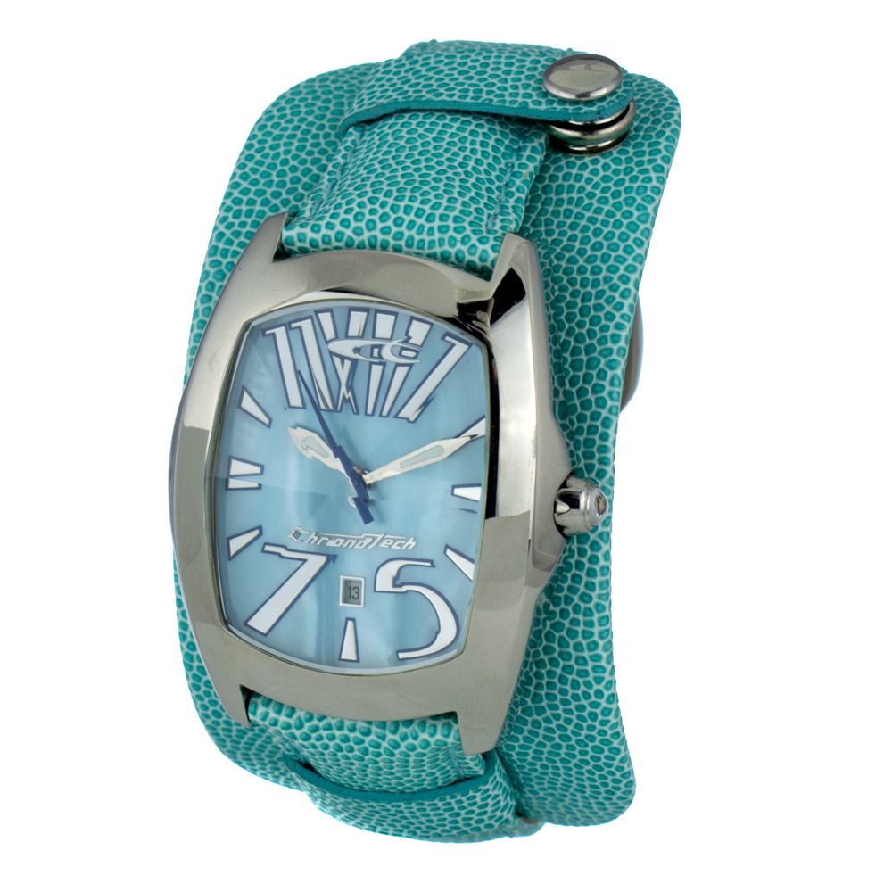 Modra usnjena ura Chronotech