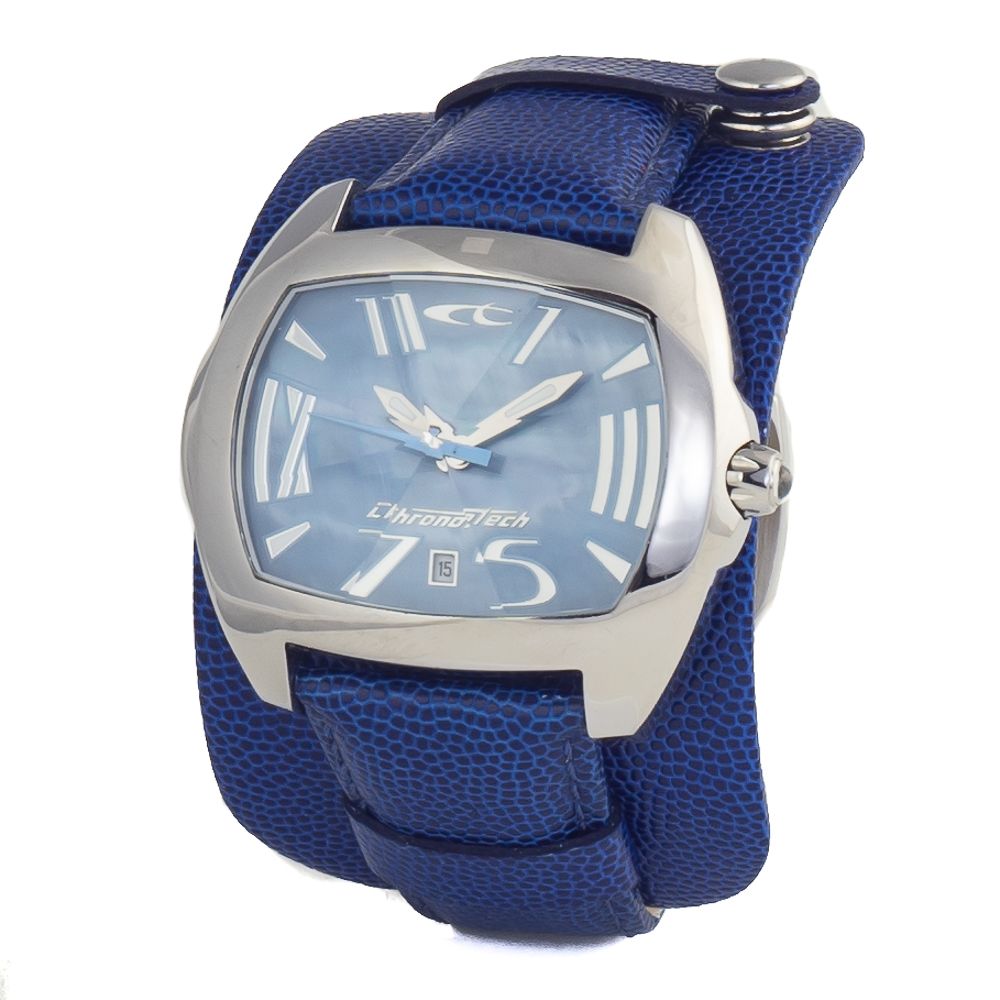 Modra usnjena ura Chronotech