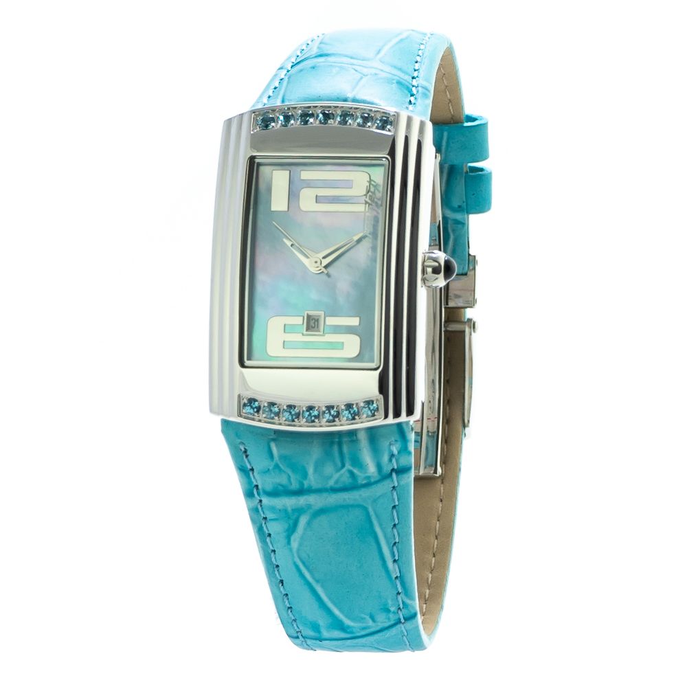 Modra usnjena ura Chronotech