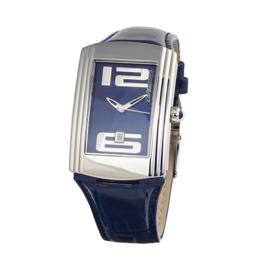 Modra usnjena ura Chronotech