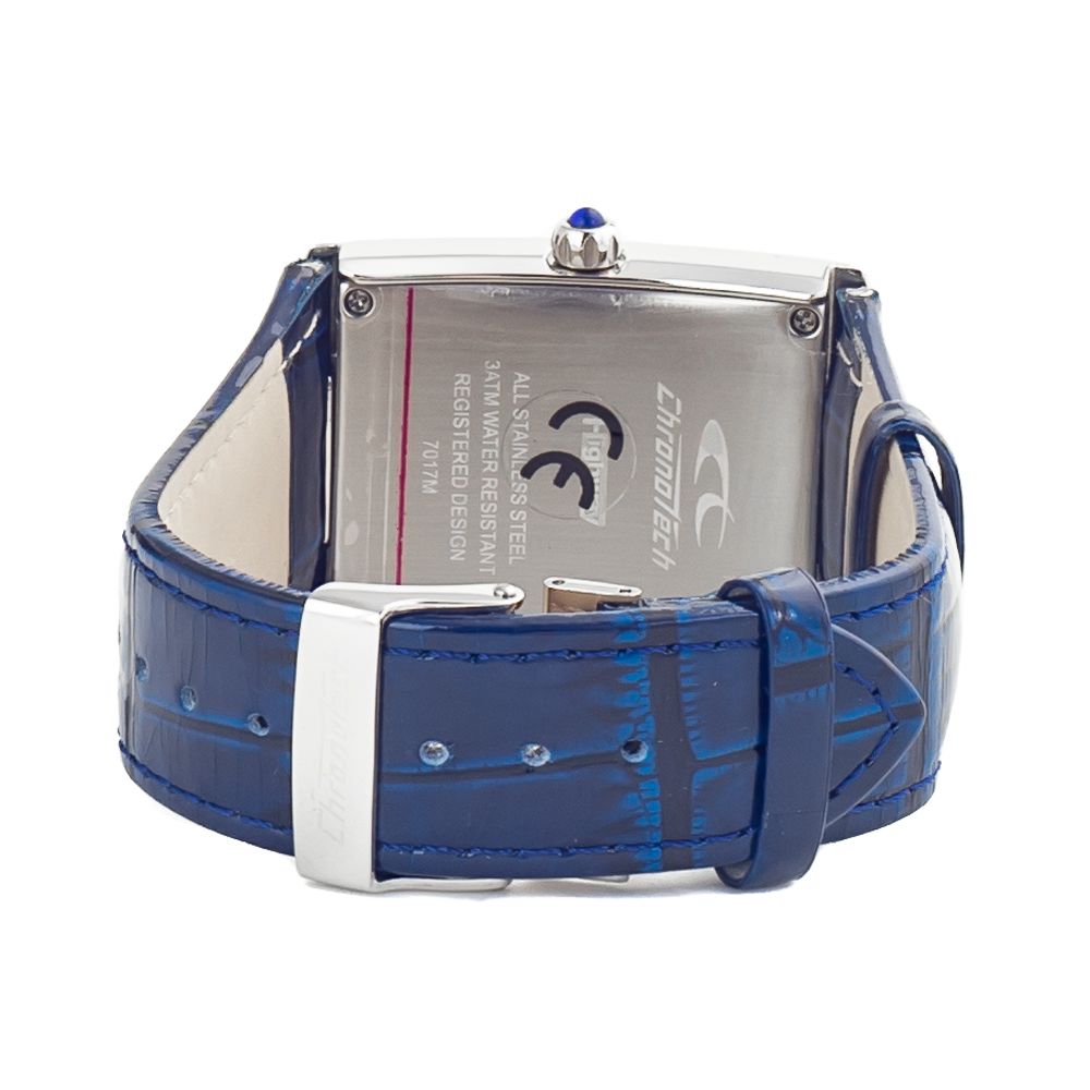 Modra usnjena ura Chronotech