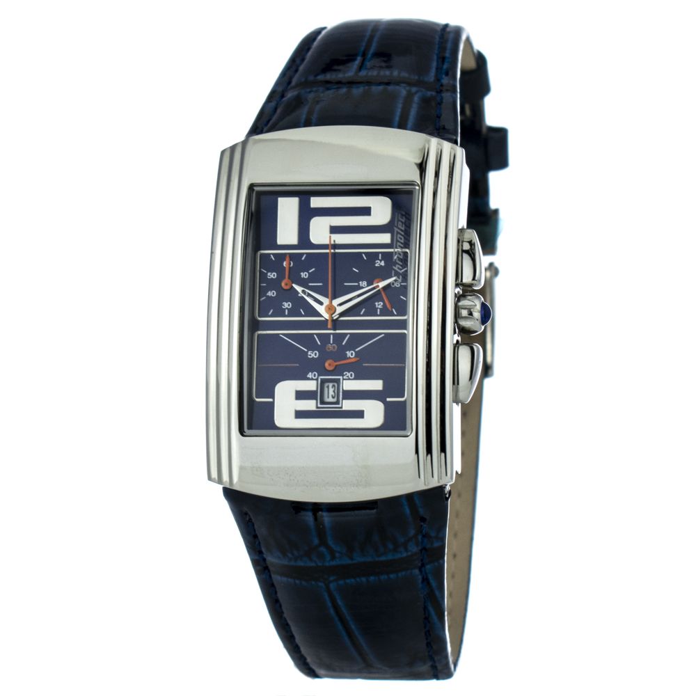 Modra usnjena ura Chronotech