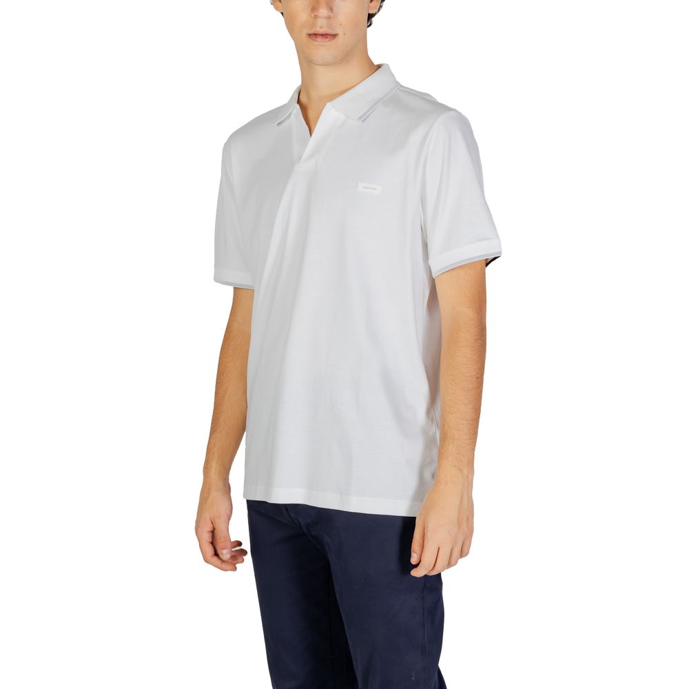 Calvin Klein Jeans Bela bombažna polo majica