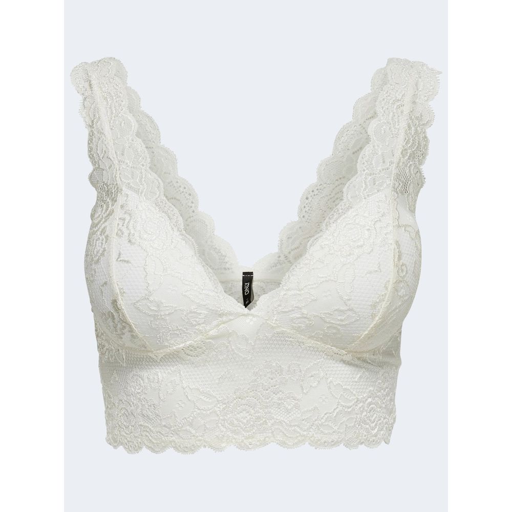 Only White Polyester Bra