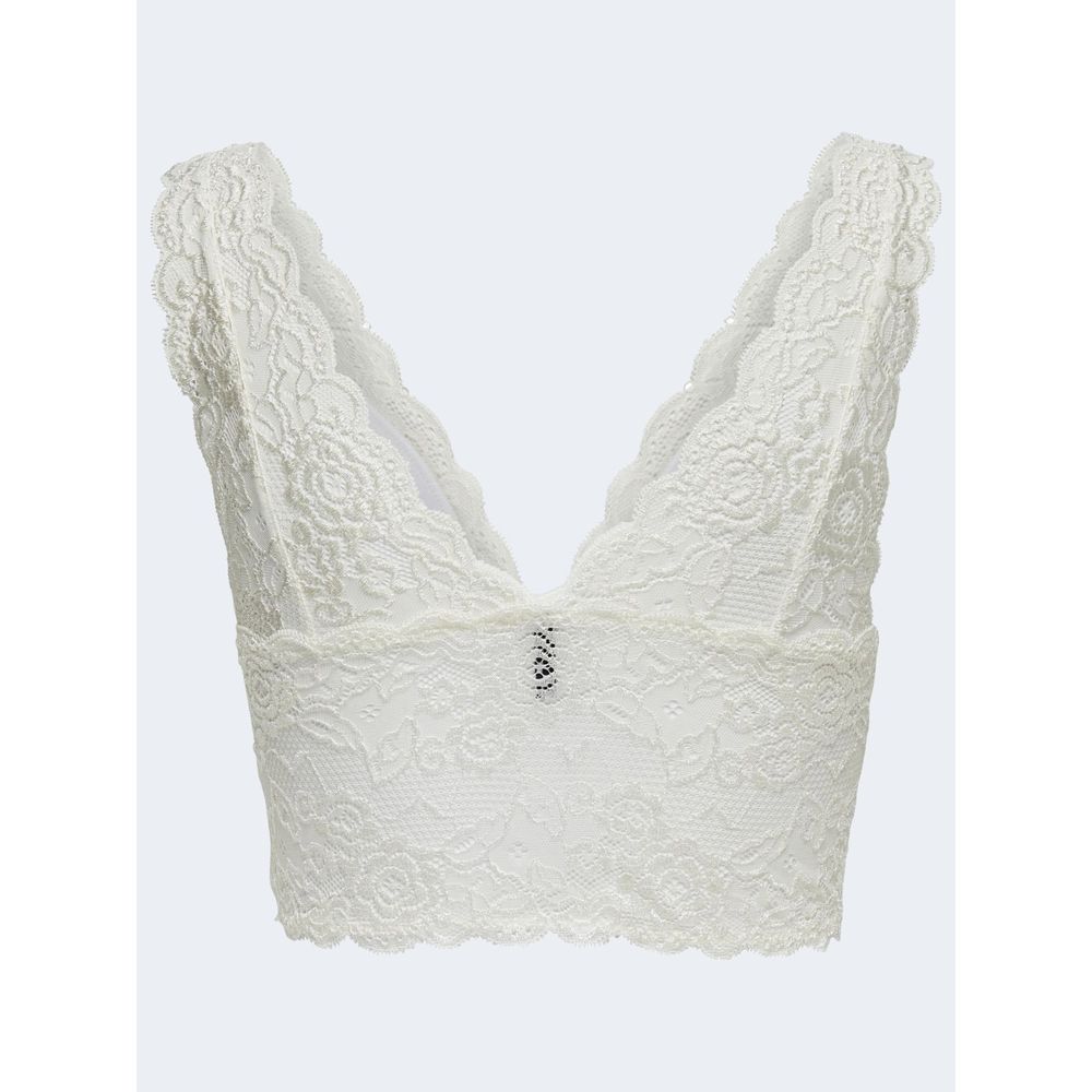 Only White Polyester Bra