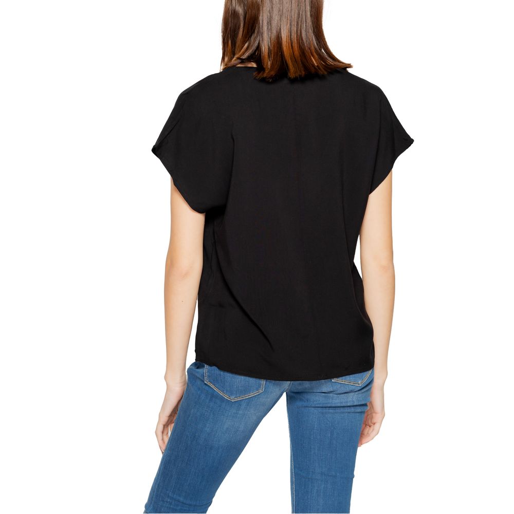Jacqueline De Yong Black Viscose T-Shirt