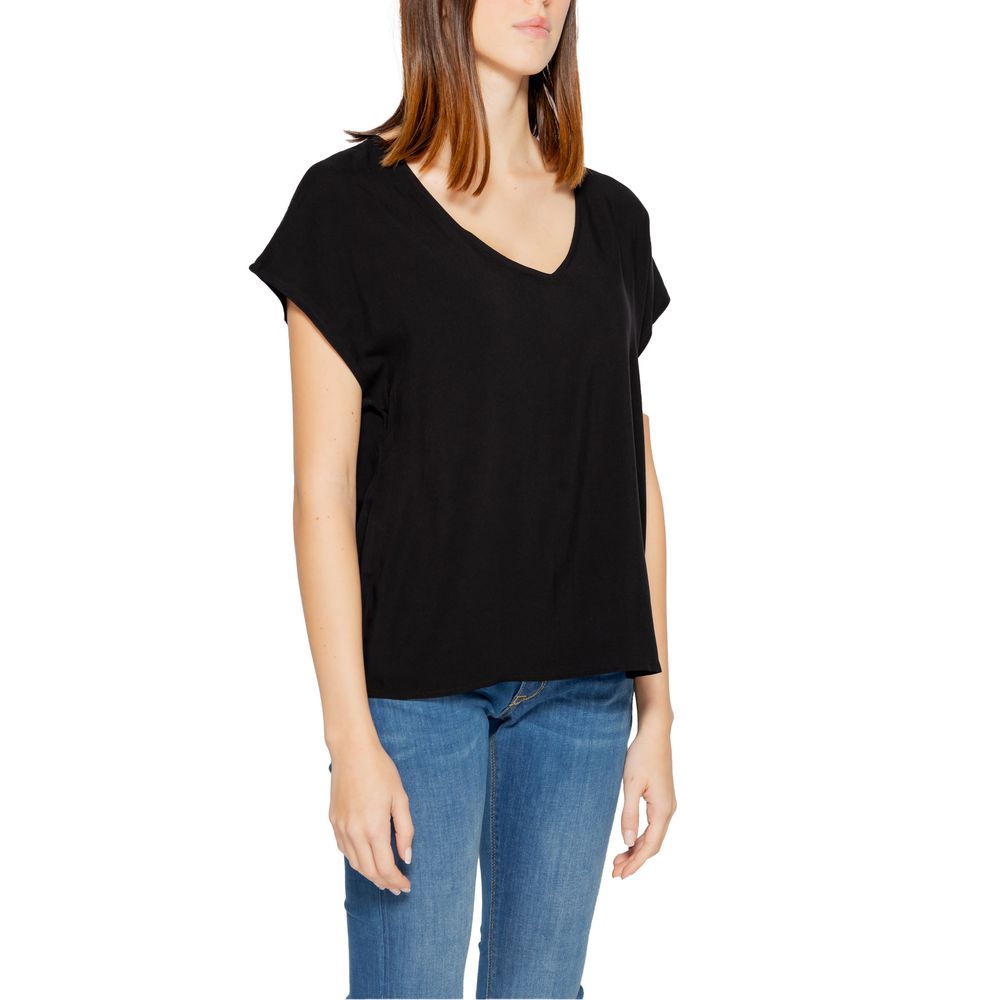 Jacqueline De Yong Black Viscose T-Shirt
