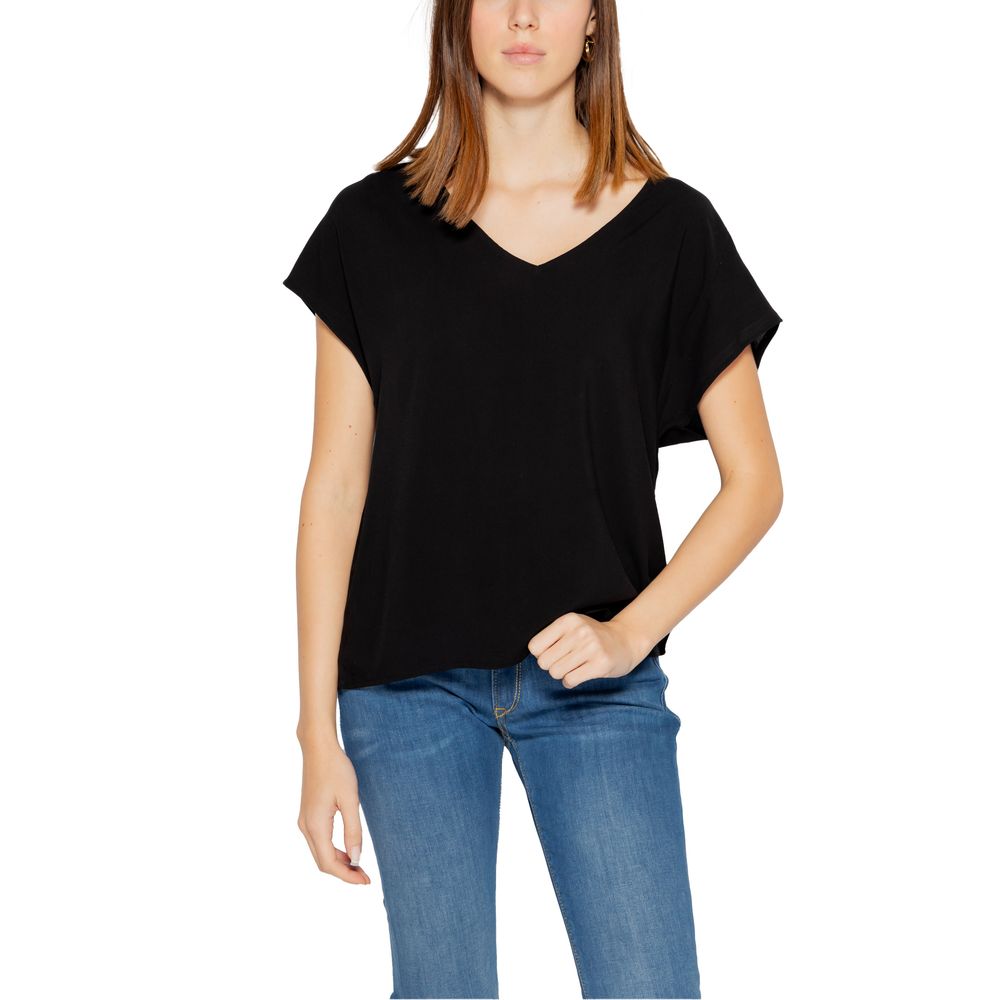 Jacqueline De Yong Black Viscose T-Shirt