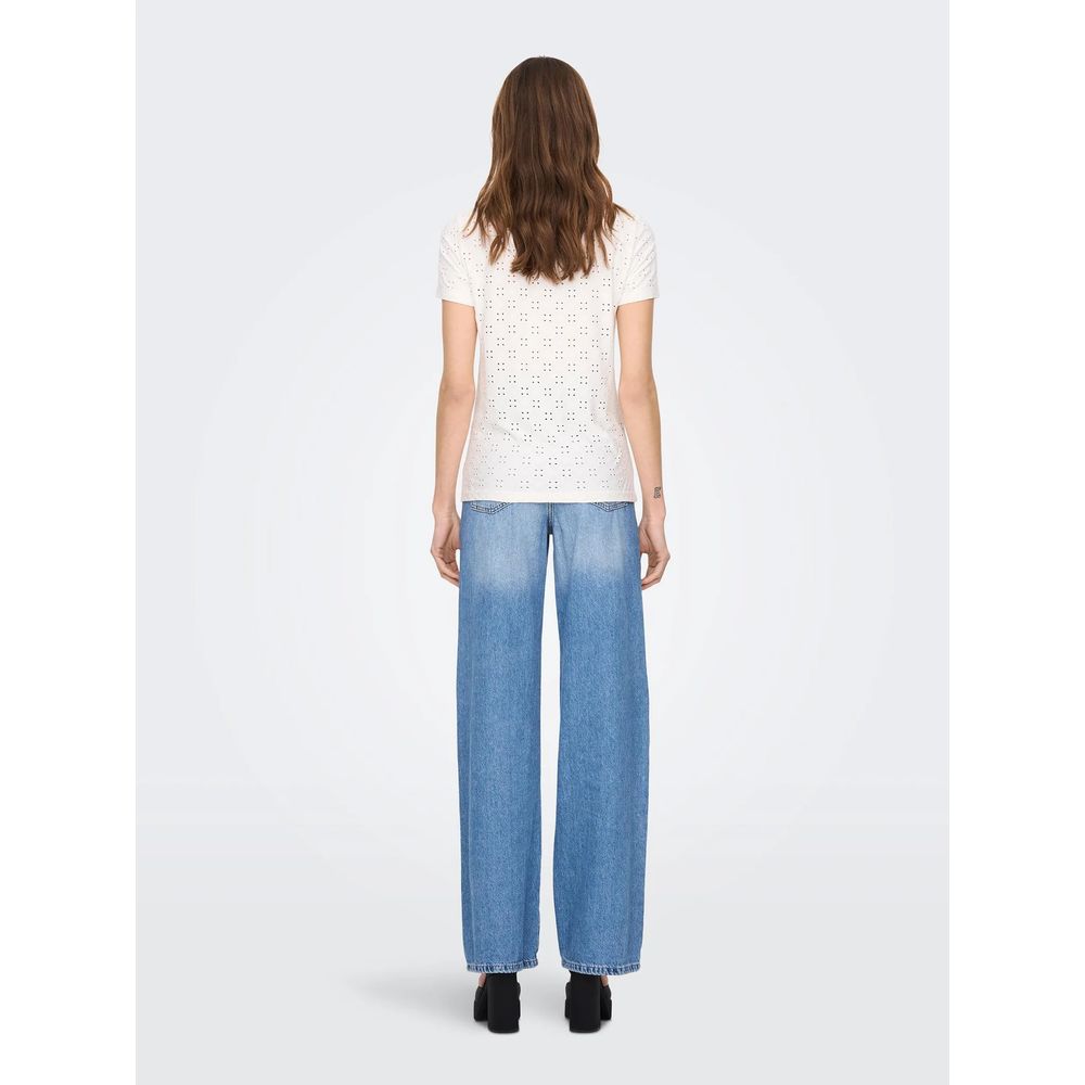 Jacqueline De Yong White Polyester T-Shirt