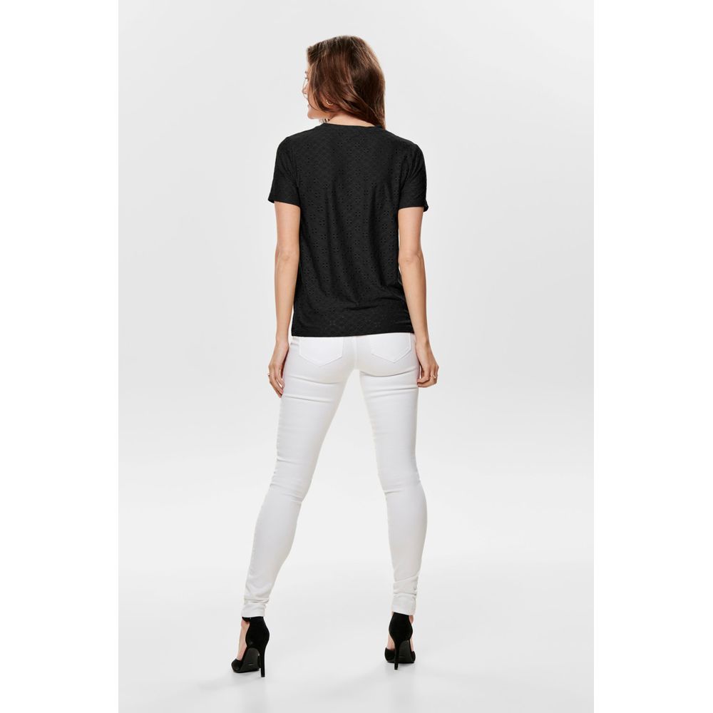 Jacqueline De Yong Black Polyester T-Shirt