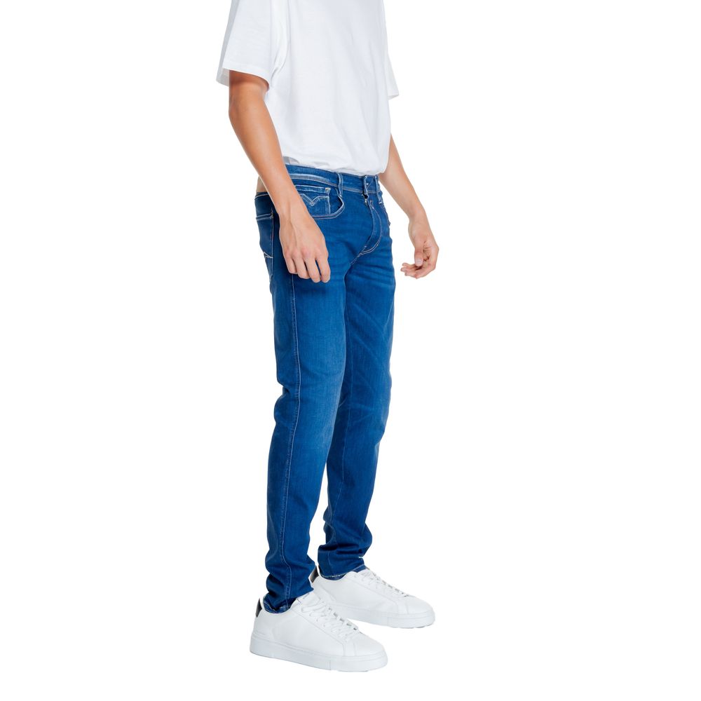 Replay Blue Cotton Relaxed Fit Jeans