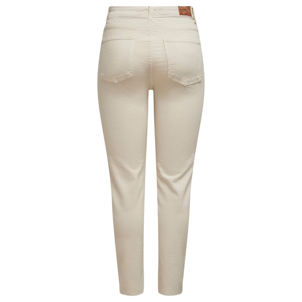 Only Beige Cotton Mom Jean