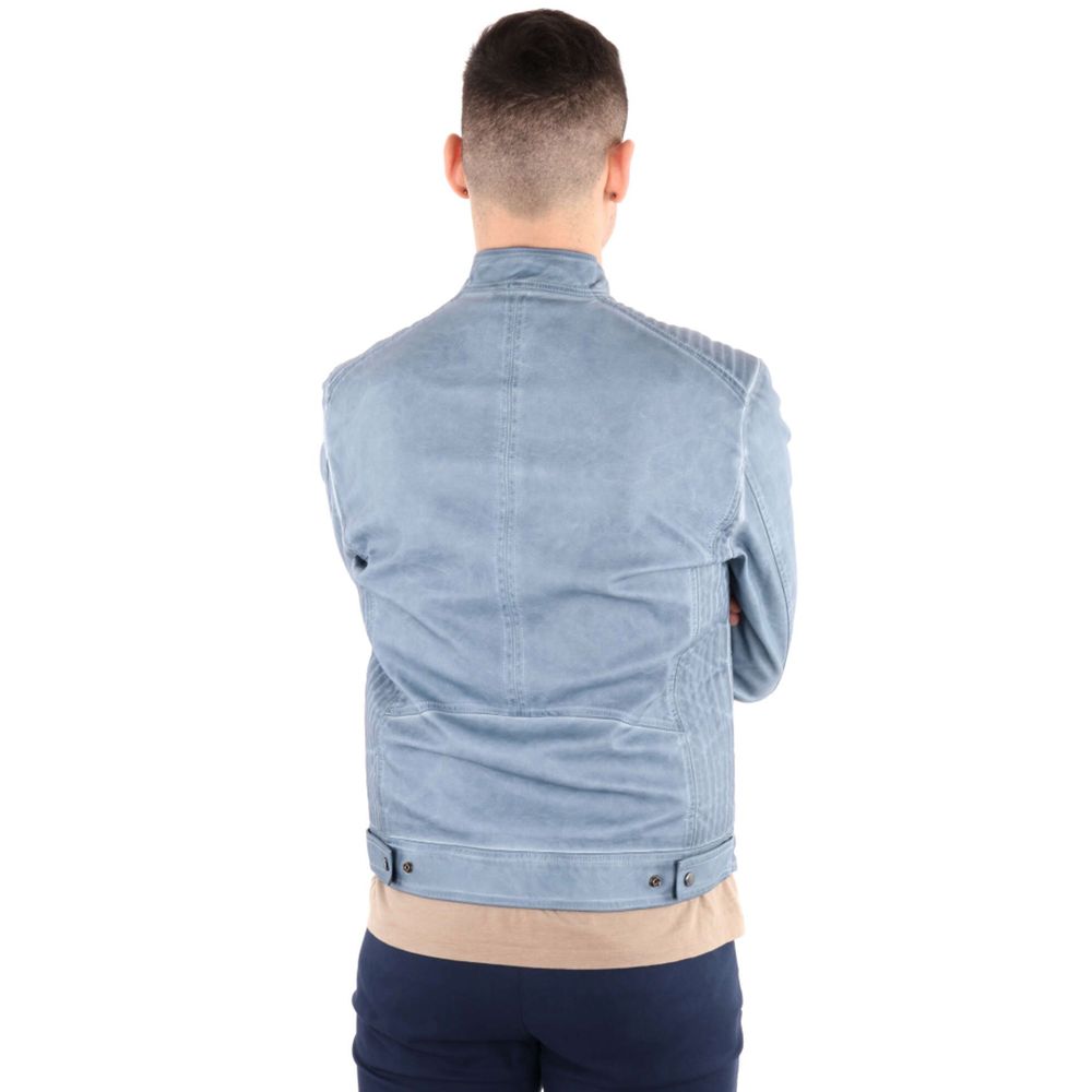 Yes Zee Light Blue Polyethylene Men Jacket