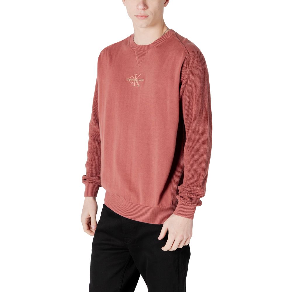 Calvin Klein Jeans Rdeč bombažni pulover