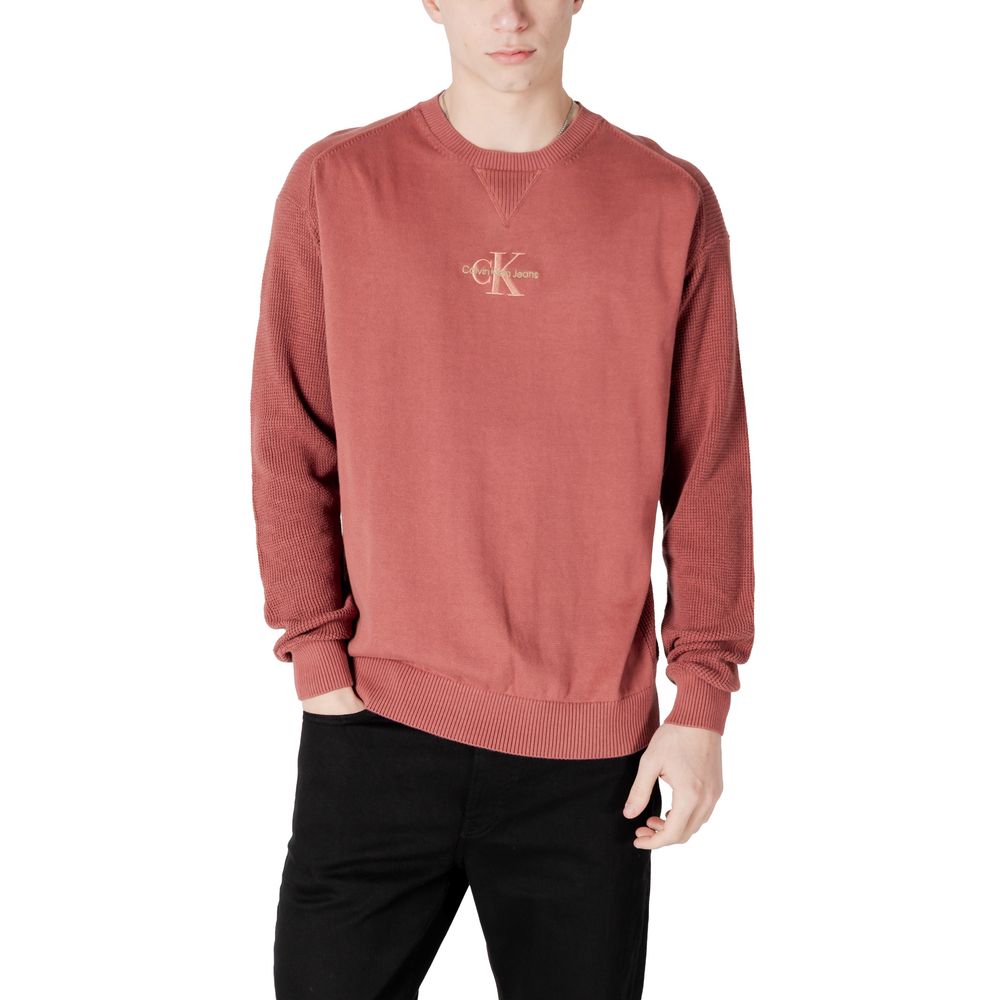 Calvin Klein Jeans Rdeč bombažni pulover