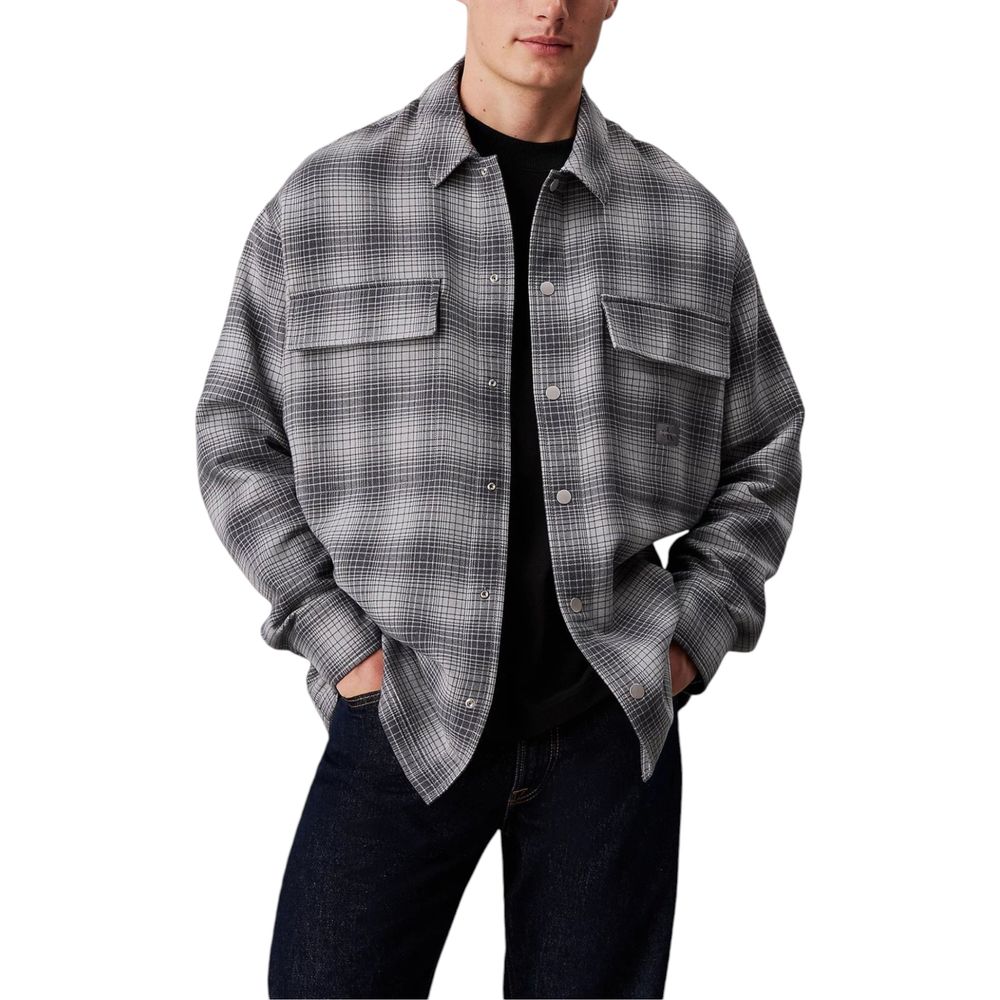 Calvin Klein Jeans Bela bombažna srajca