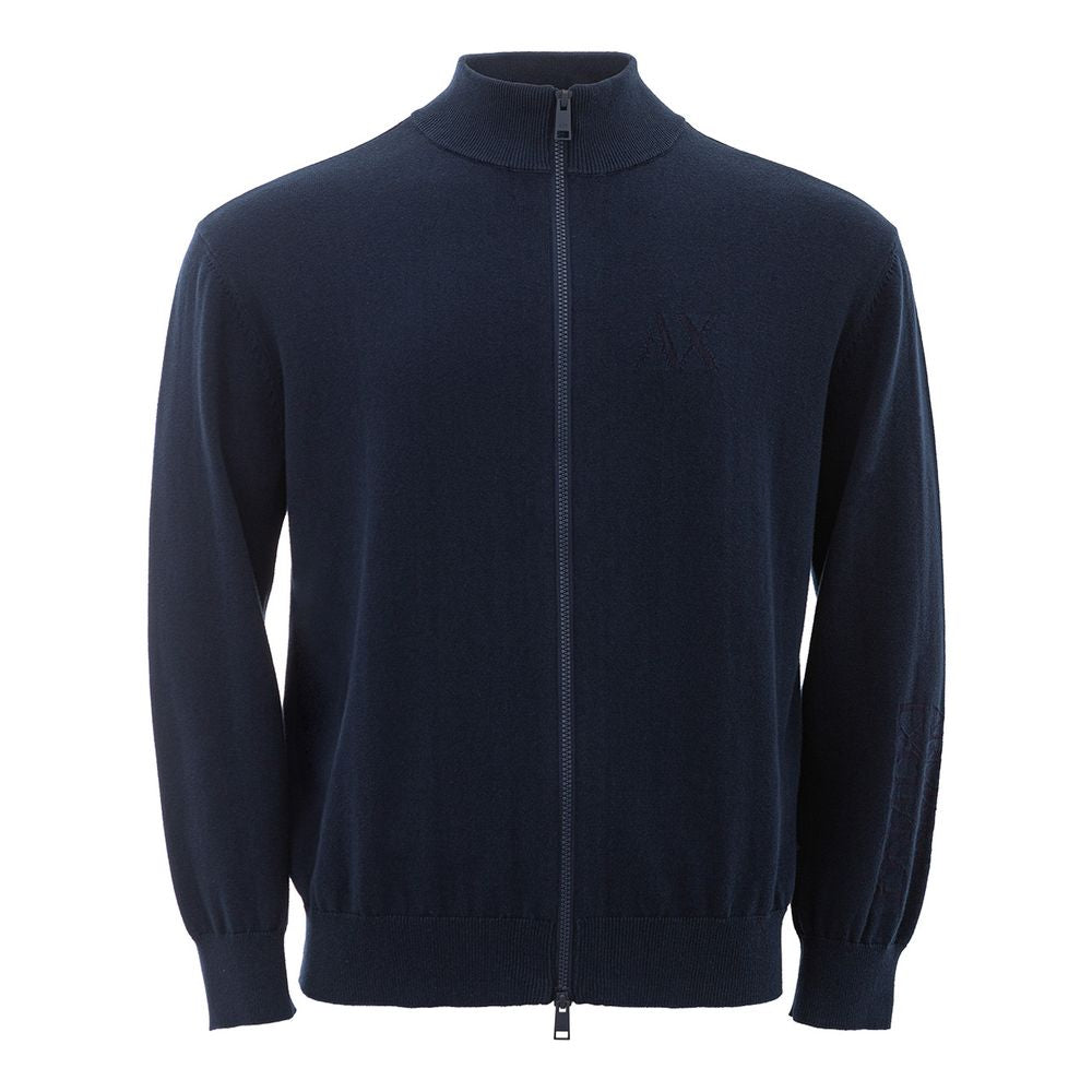 Armani Exchange Modri bombažni pulover