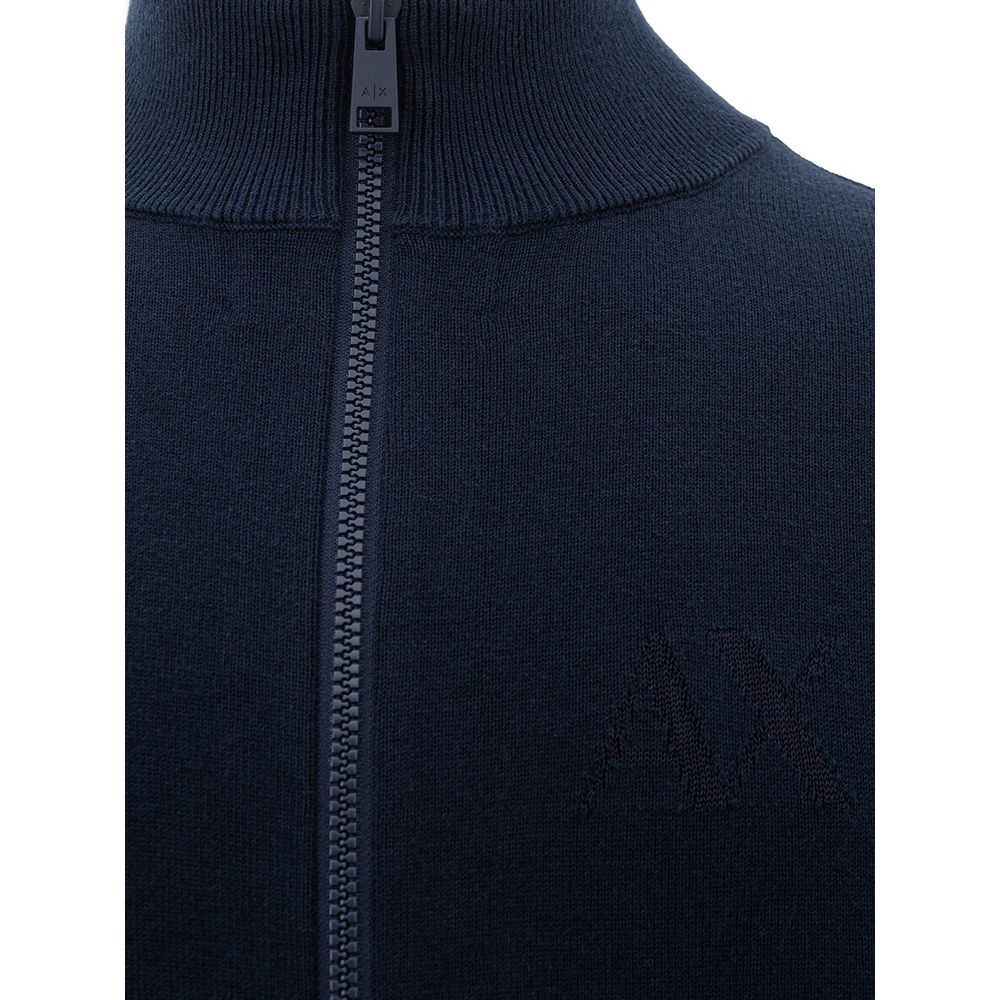 Armani Exchange Modri bombažni pulover
