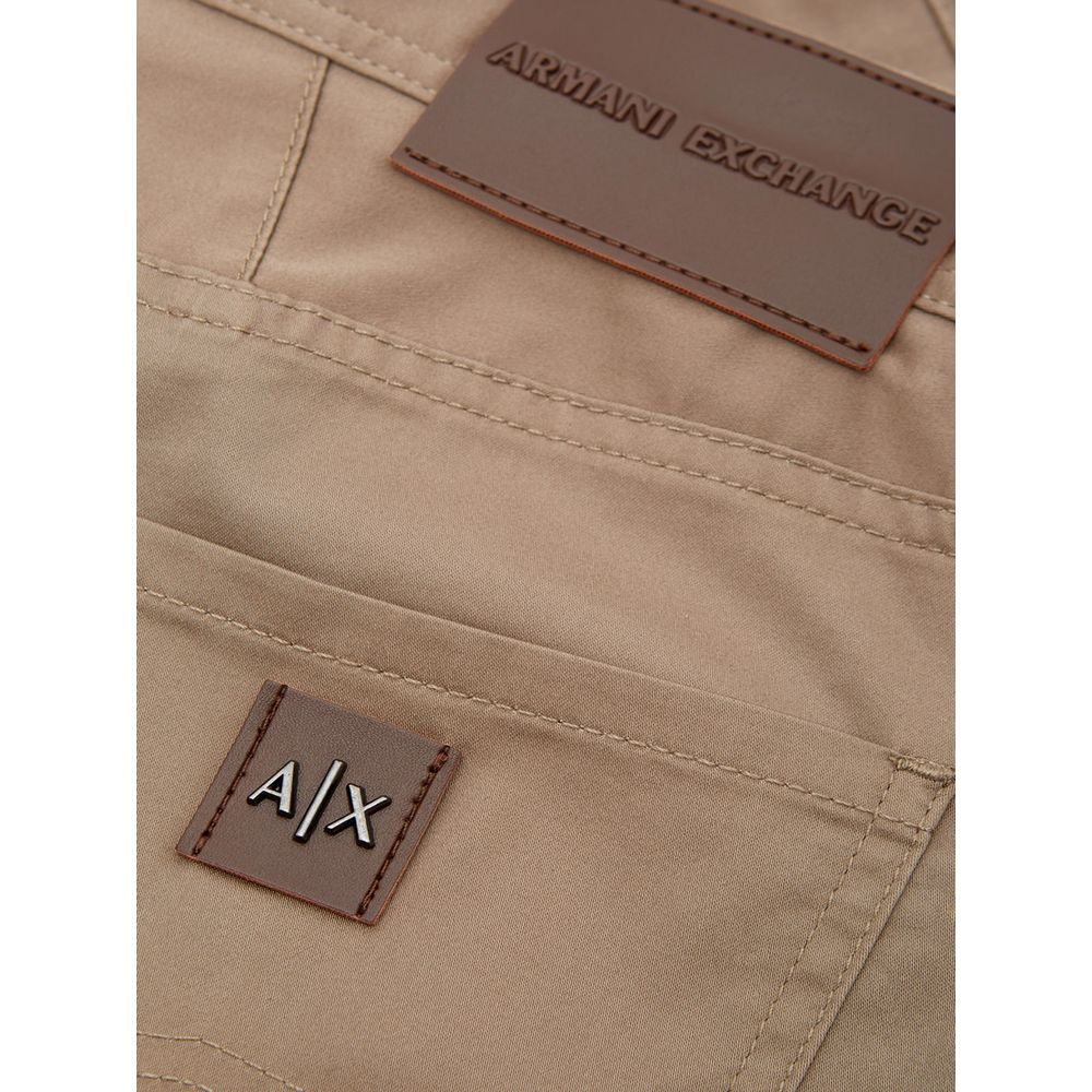 Armani Exchange Rjave bombažne kavbojke in hlače