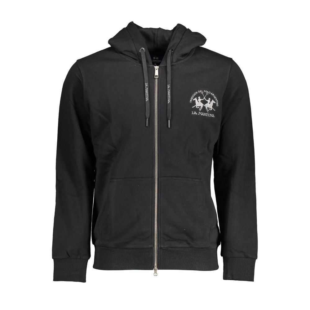 La Martina Black Cotton Men Sweater