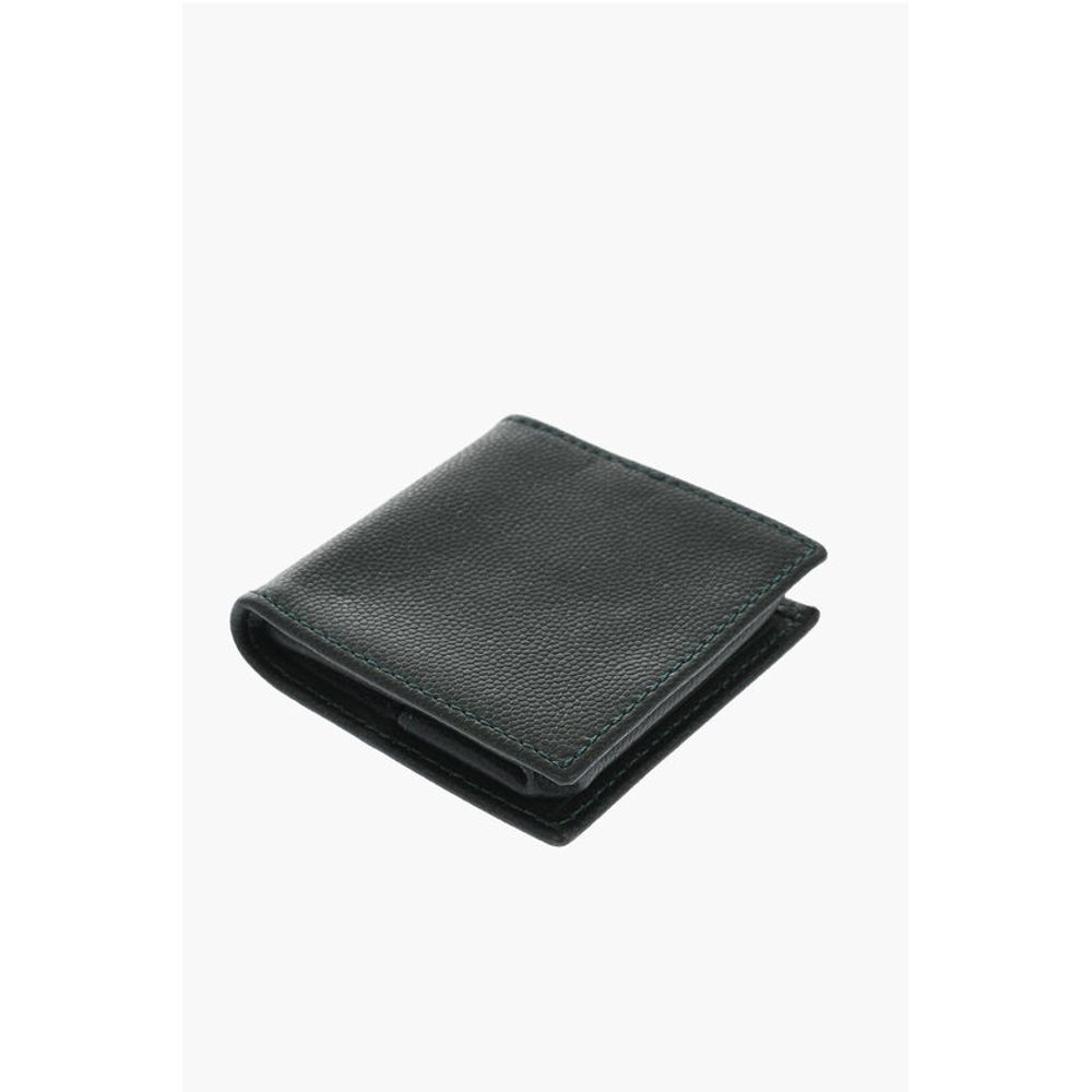 Corneliani Saffiano Leather Coin Purse with Silver-Tone Logo Plaque