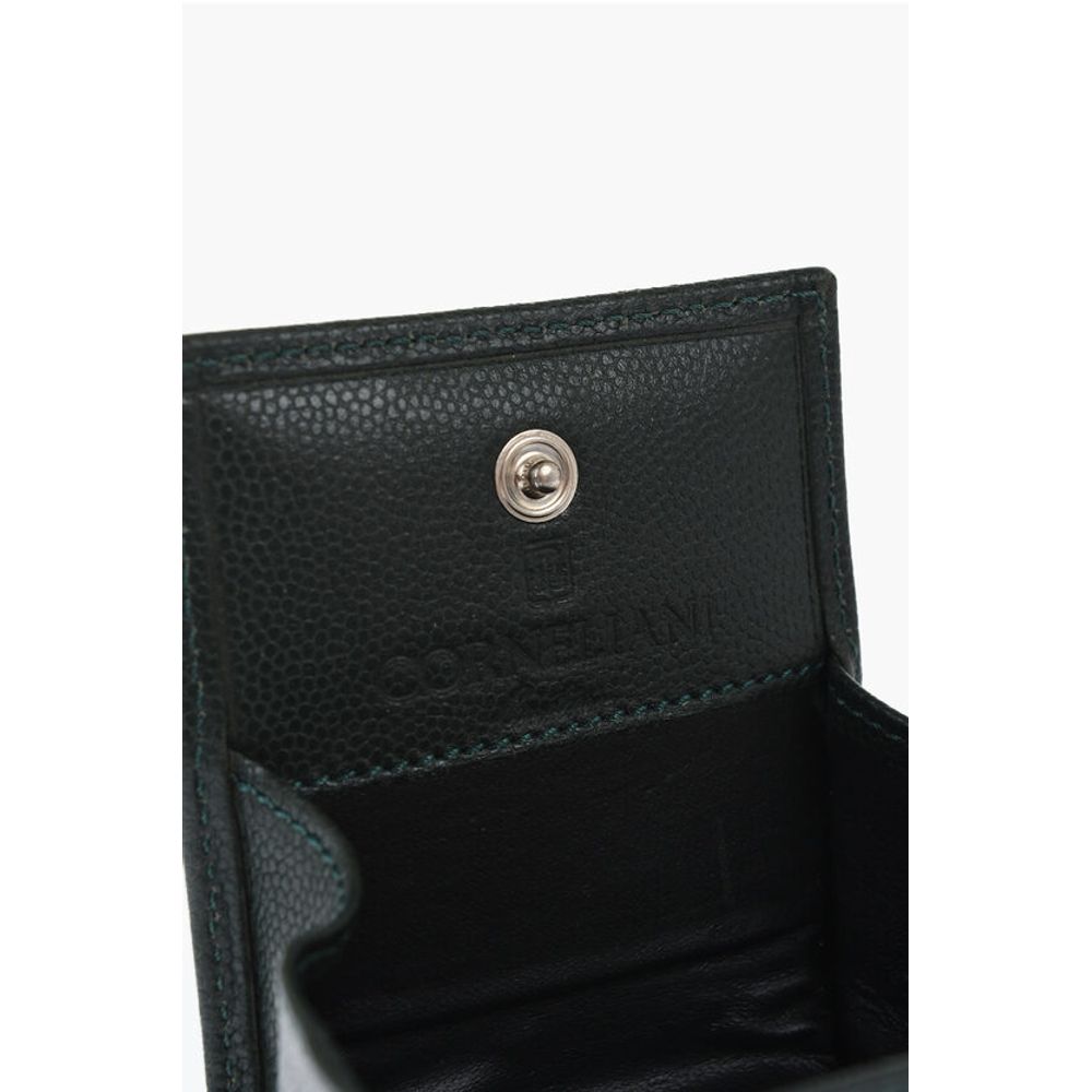 Corneliani Saffiano Leather Coin Purse with Silver-Tone Logo Plaque