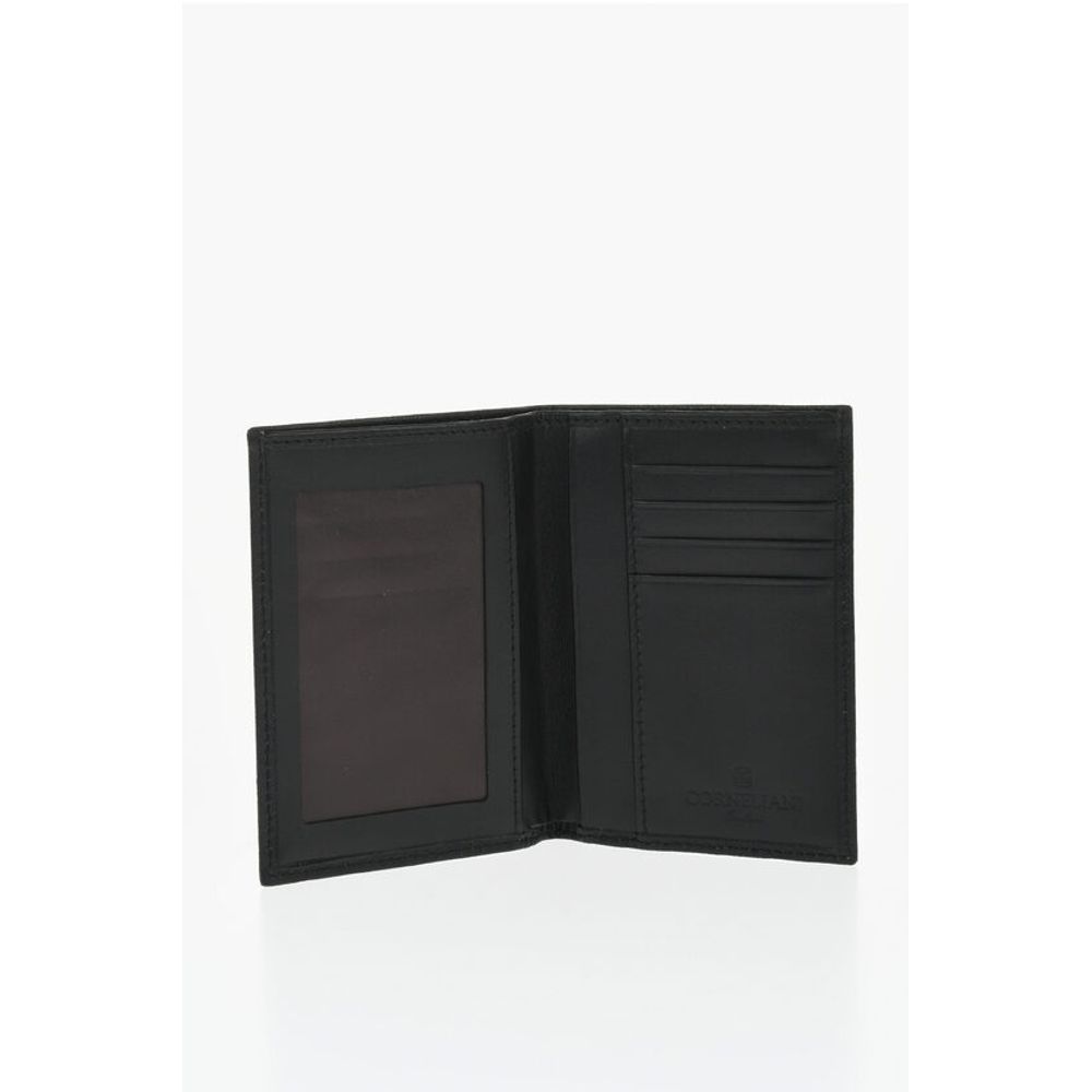 Corneliani Saffiano Leather Wallet with Silver-Tone Logo Plaque