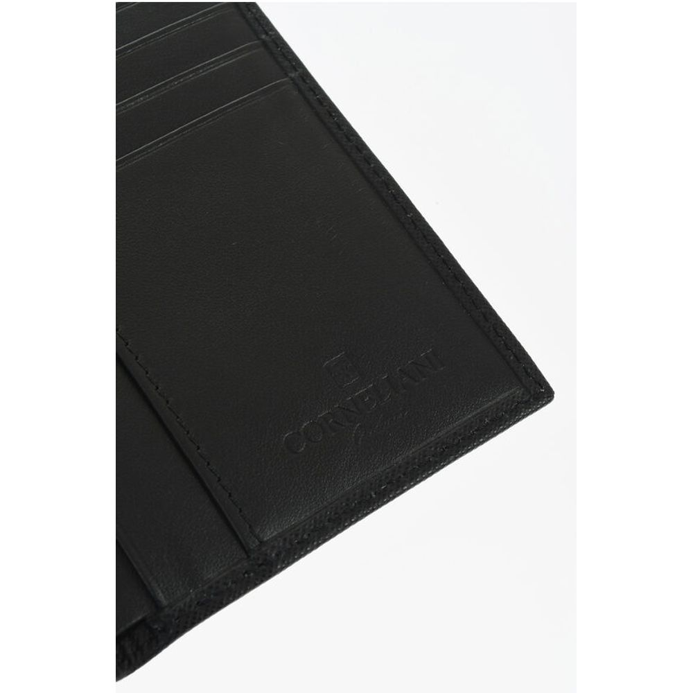 Corneliani Saffiano Leather Wallet with Silver-Tone Logo Plaque