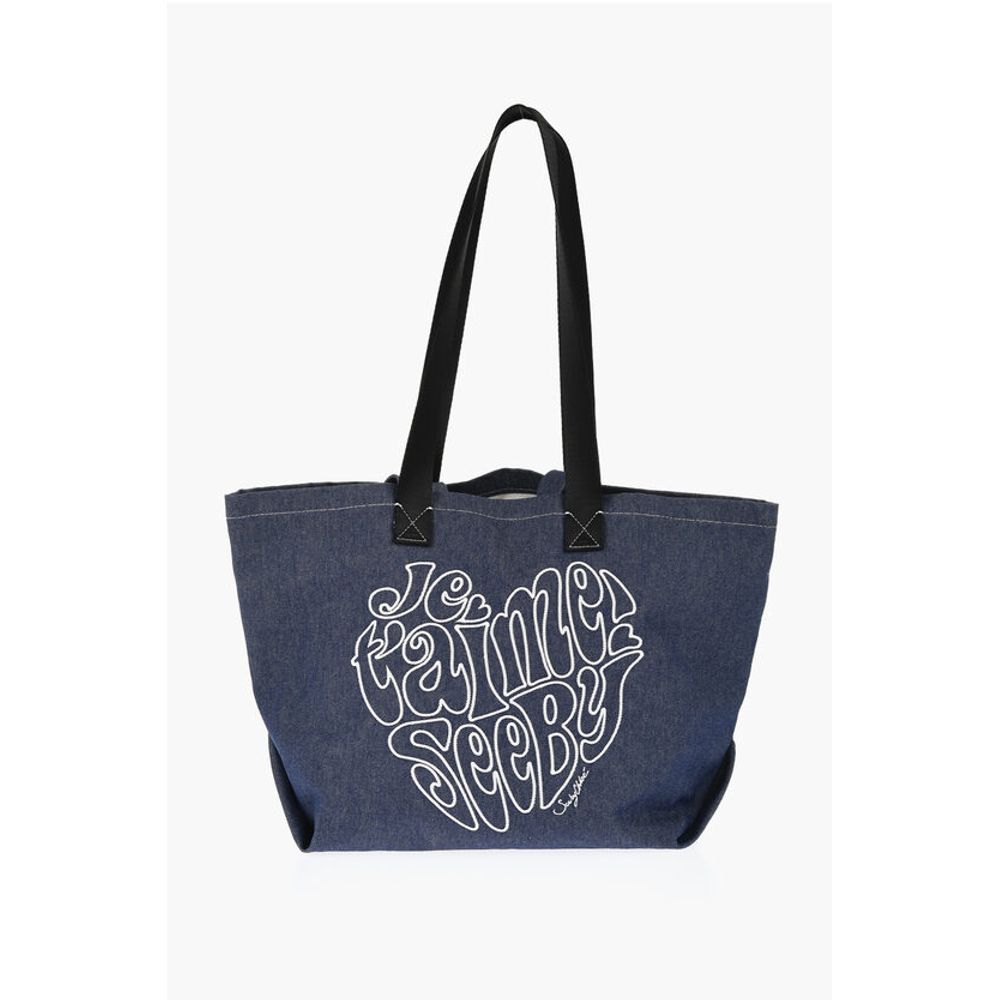 Chloé SEE BY Denim Tote Bag z reliefnim vezenjem