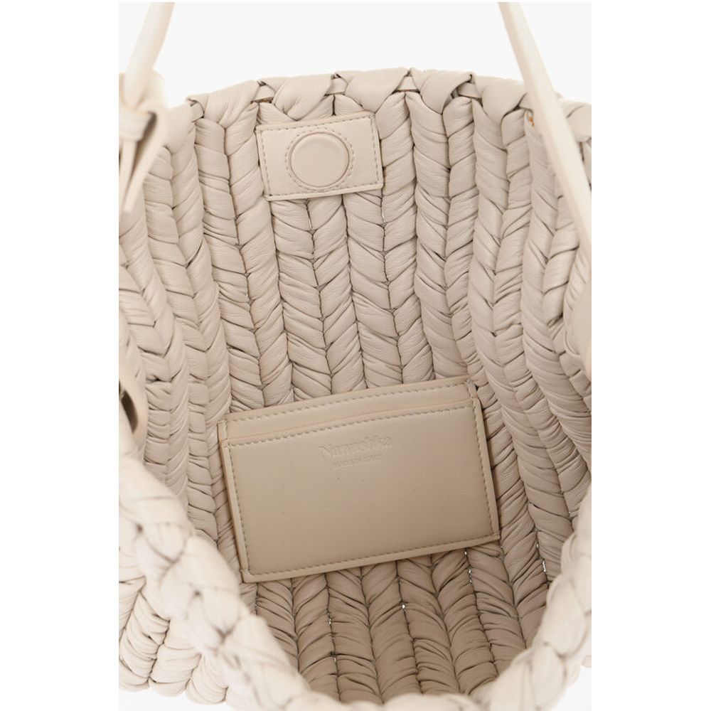 Nanushka Braided Effect Faux Leather Baguette Bag
