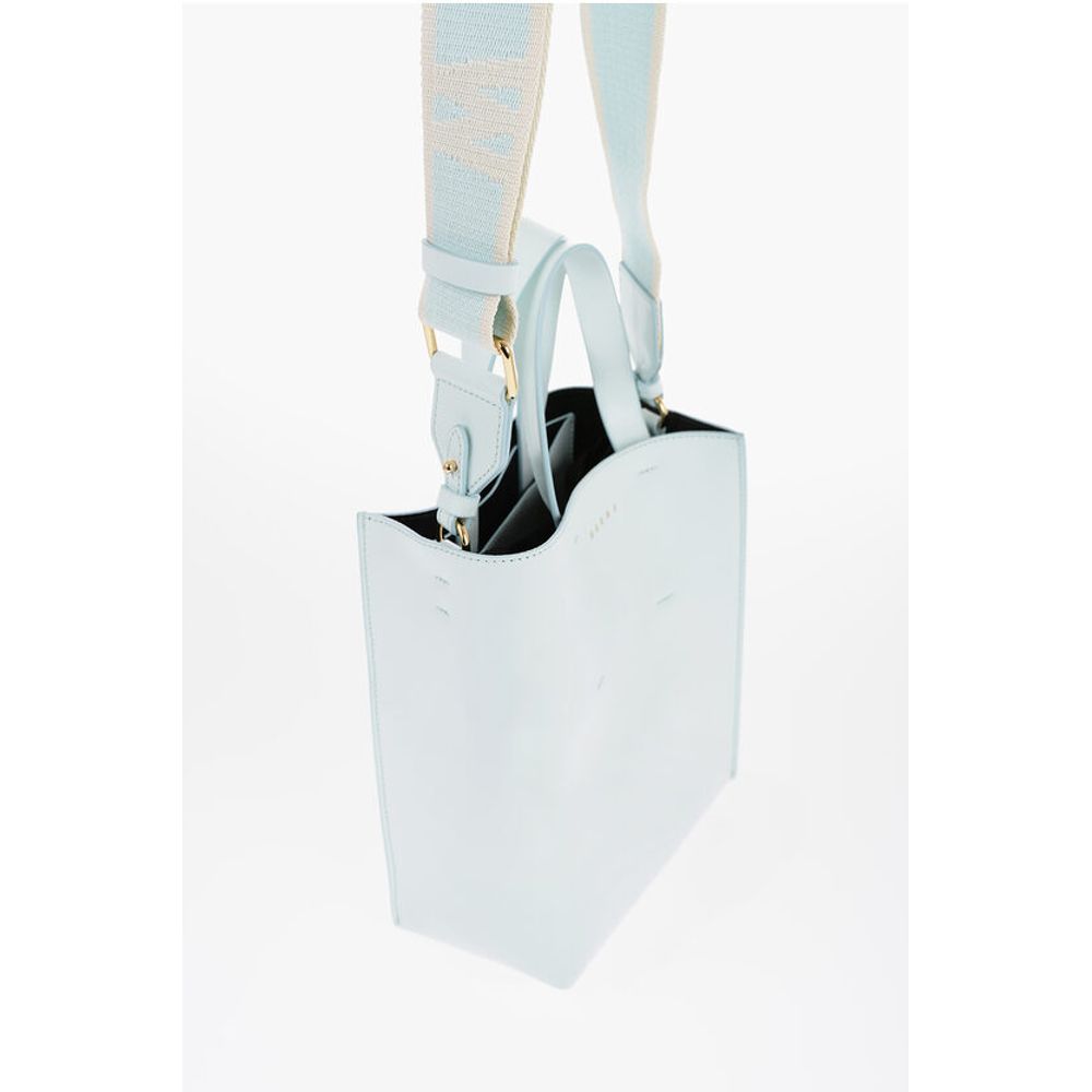 Marni Leather MUSEO Mini Tote Bag with Removable Shoulder Strap