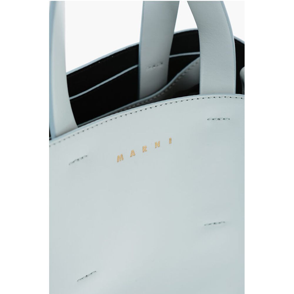 Marni Leather MUSEO Mini Tote Bag with Removable Shoulder Strap