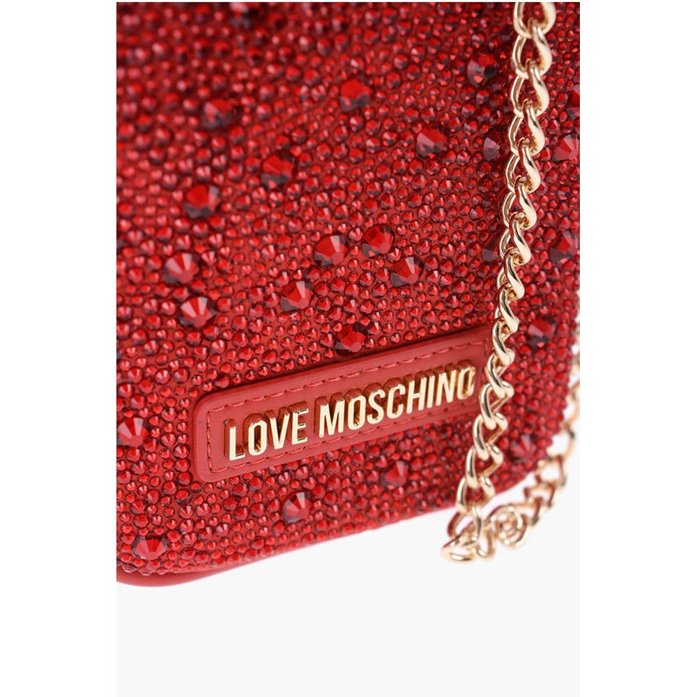 Moschino LOVE Rhinestone Pouch with Golden Chain