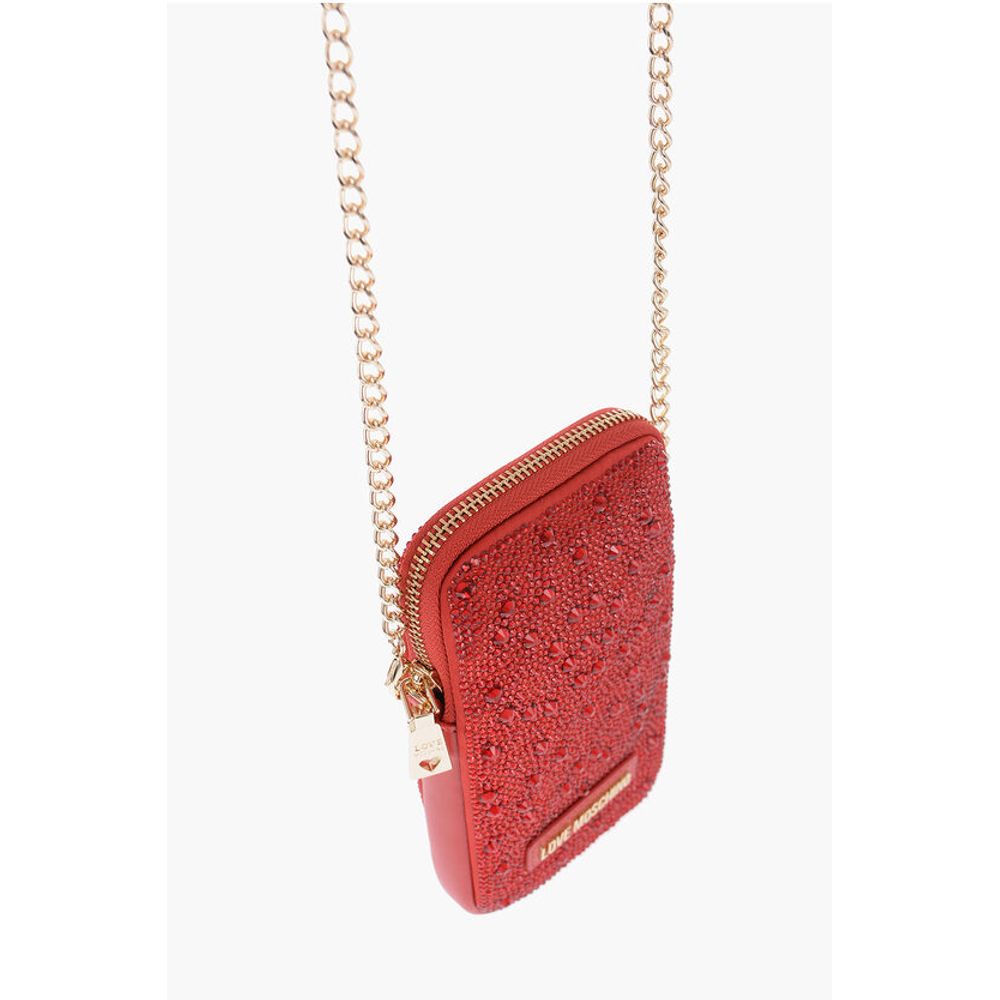 Moschino LOVE Rhinestone Pouch with Golden Chain