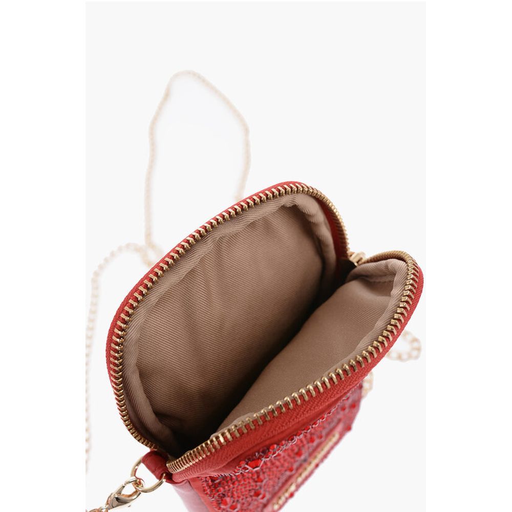 Moschino LOVE Rhinestone Pouch with Golden Chain