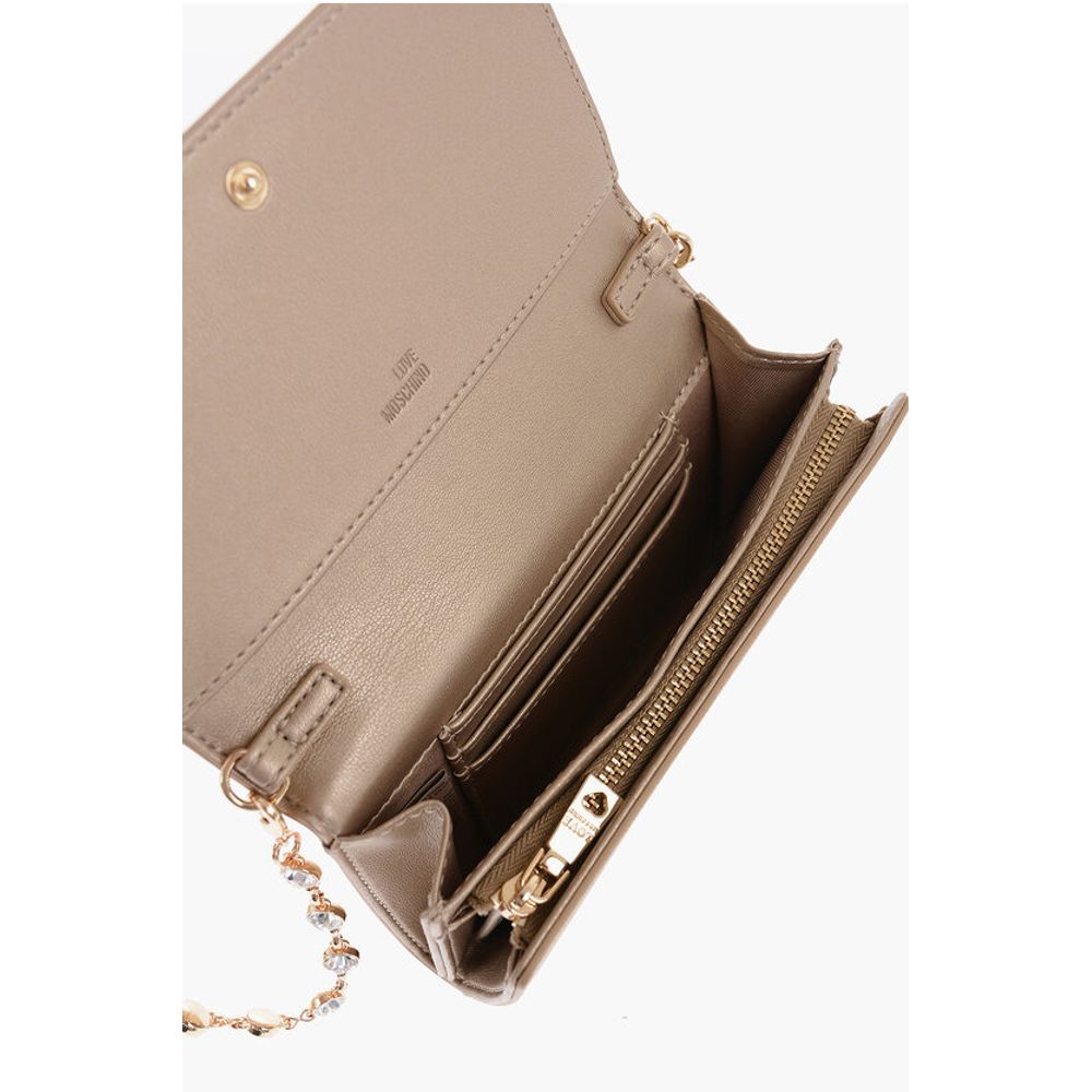 Moschino LOVE Saffiano Faux Leather Wallet with Removable Chain