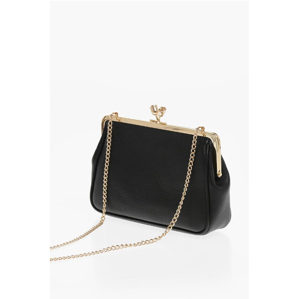 Moschino LOVE Solid Color Handbag with Printed Logo and Removable Cha