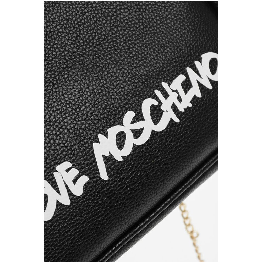 Moschino LOVE Solid Color Handbag with Printed Logo and Removable Cha