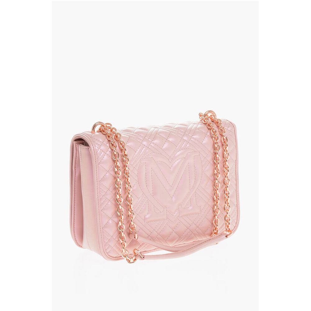 Moschino LOVE Quilted Faux Leather Metallic Effect Shoulder Bag with