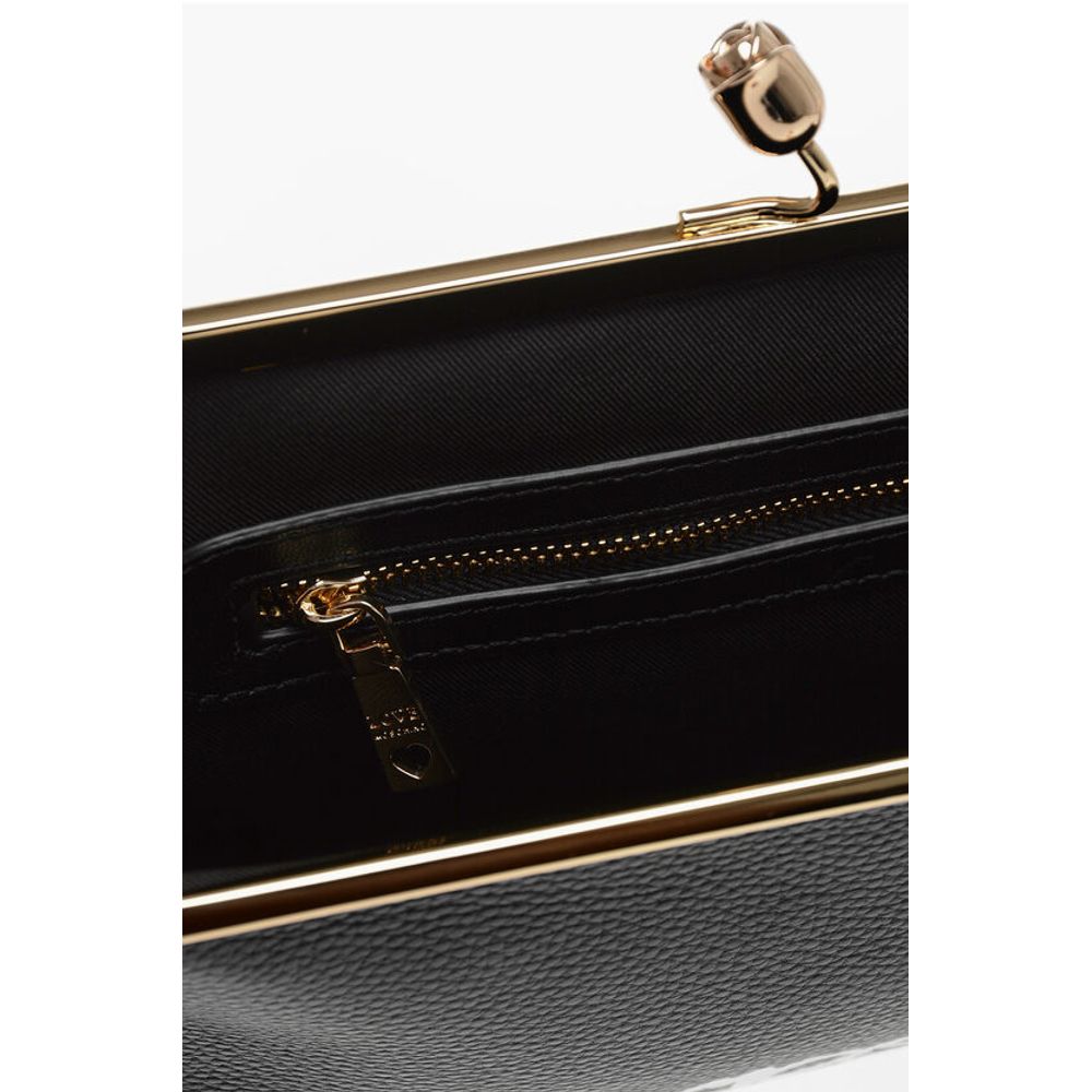 Moschino LOVE Solid Color Handbag with Printed Logo and Removable Cha