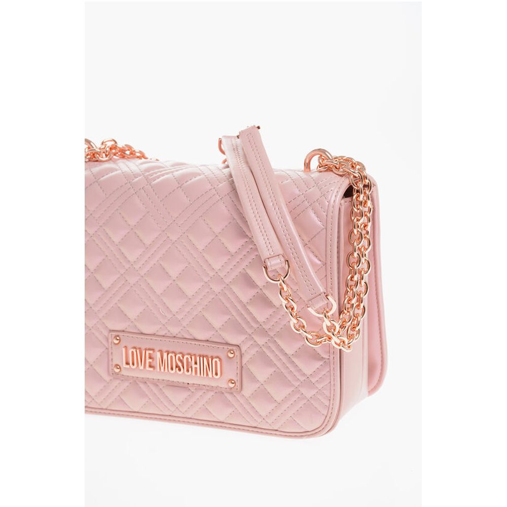 Moschino LOVE Quilted Faux Leather Metallic Effect Shoulder Bag with