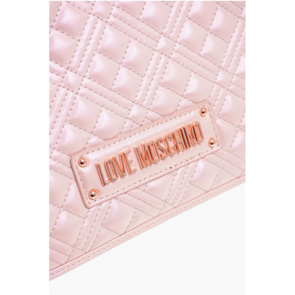 Moschino LOVE Quilted Faux Leather Metallic Effect Shoulder Bag with