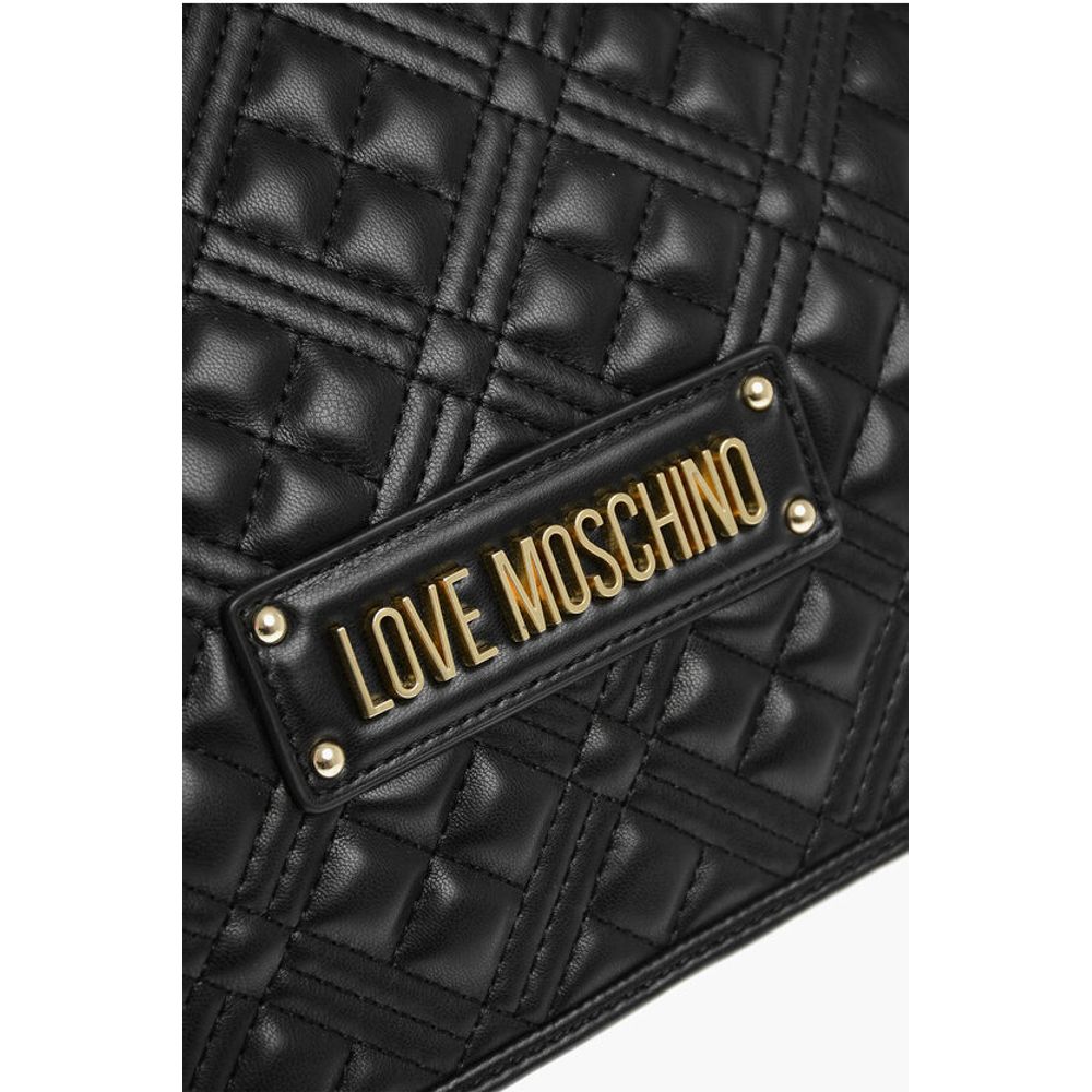 Moschino LOVE Quilted Faux Leather Shoulder Bag with Golden Details