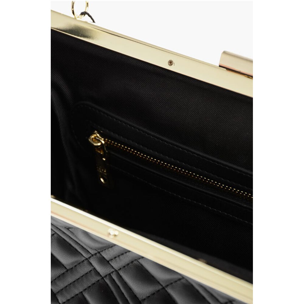 Moschino LOVE Quilted Faux Leather Shoulder Bag with Golden Details