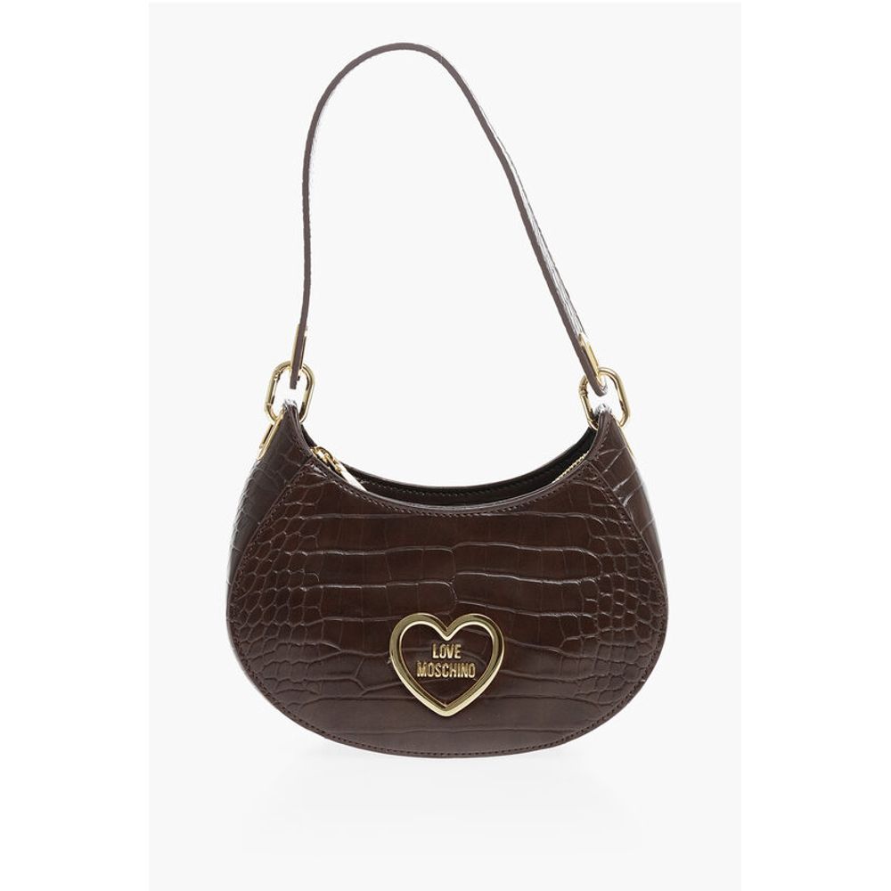 Moschino LOVE Crocodile Effect Faux Leather Hobo Bag